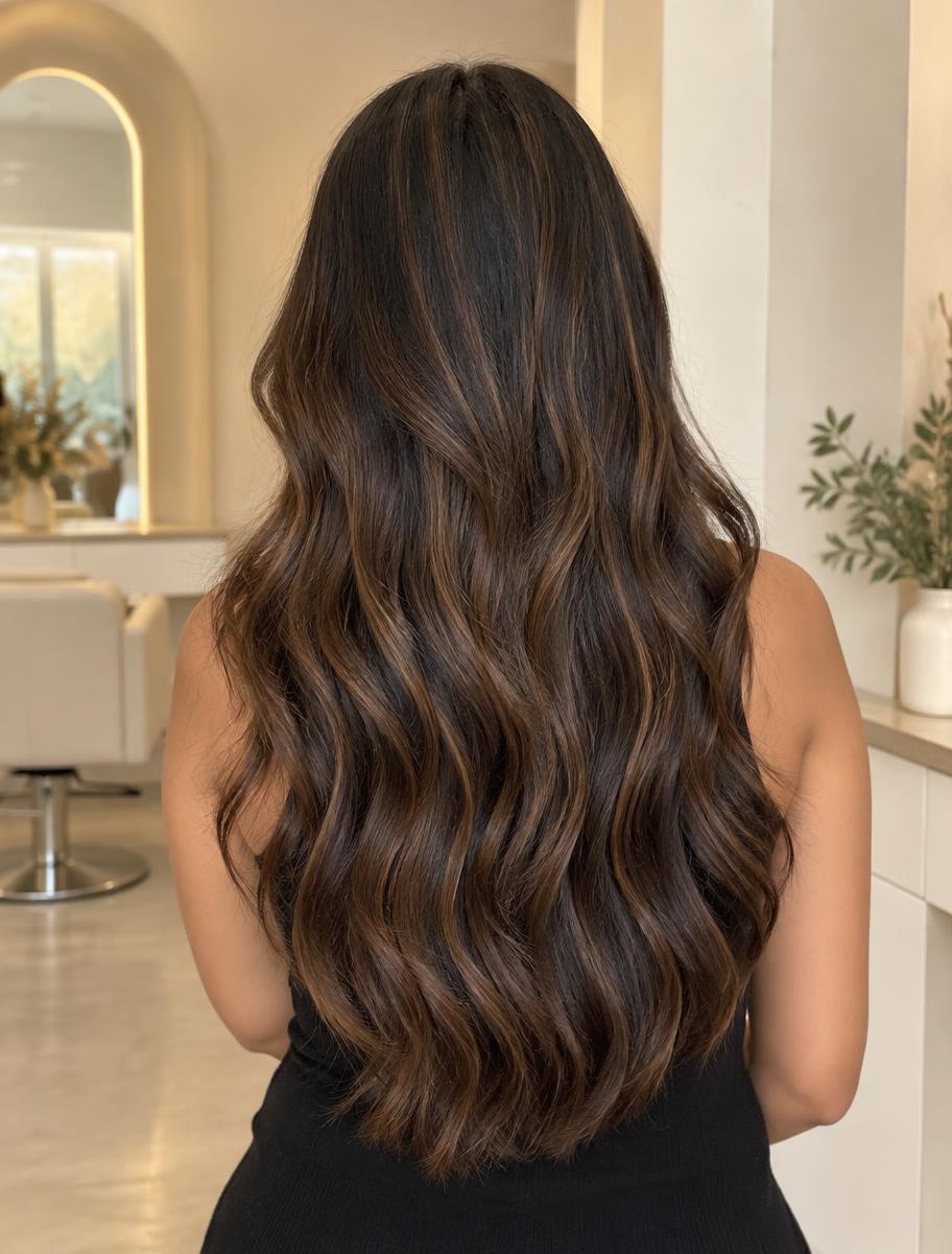 Dimensional brunette balayage